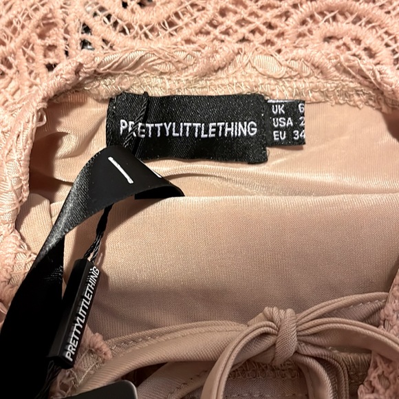 NWT PrettyLittleThing Halterneck Strappy Back Lace Mini Dress, Size 2 - Picture 13 of 16